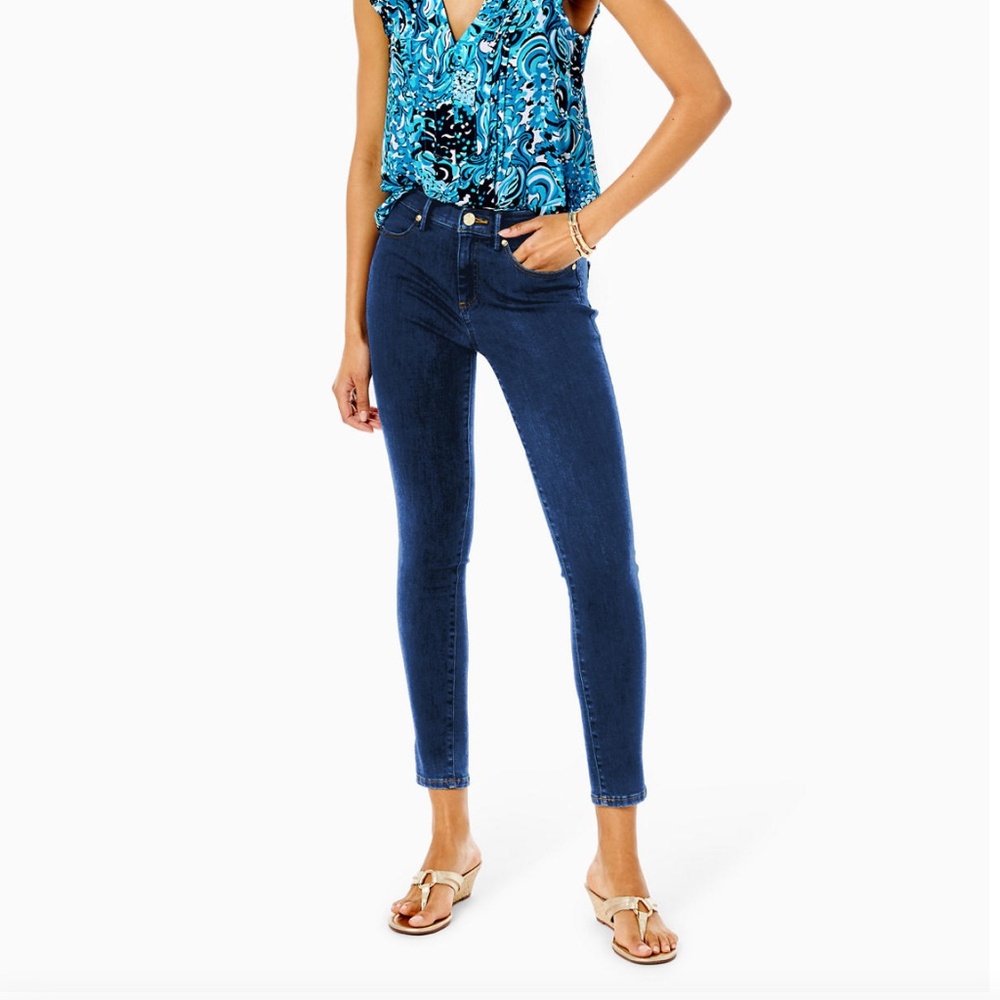 Lilly Pulitzer Eagan High Rise Skinny Jean Bennet Wash Size 14 NWT